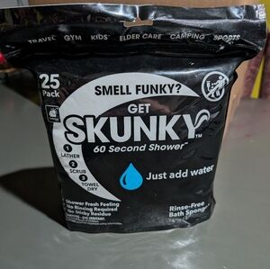 Skunky 60 Second Rinse-Free Bath Sponges 25ct 7.87*7.87 NIP